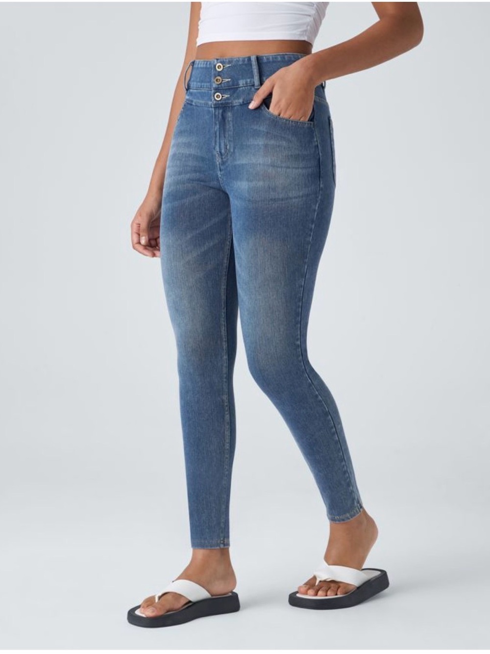 Halara Flex Dark Blue High Waisted Zipper Pockets Skinny Jeans Size M/Tall